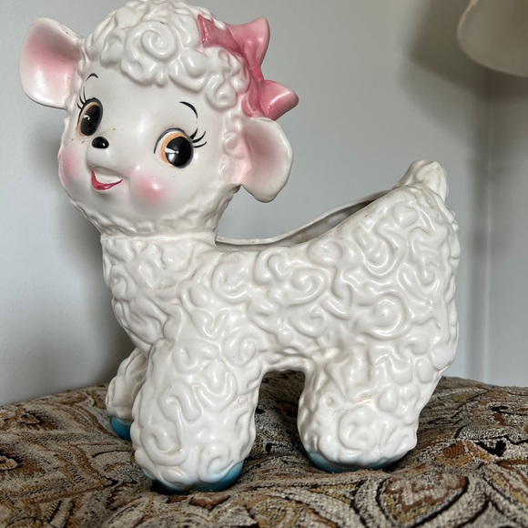 1950s porcelain lamb planter - Picture 3 of 3